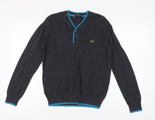 Voi Jeans Men's Black Henley Jumper M