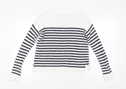 Luperdry Women's Striped Pullover Jumper S White