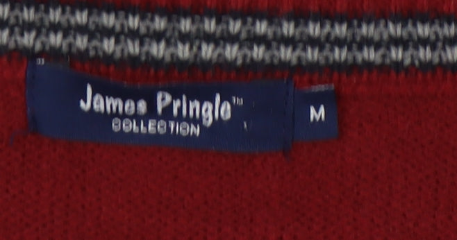 James Pringle Men's Red V-Neck Pullover Jumper M