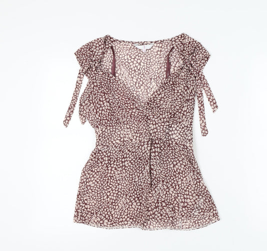 Jasper Conran Women's Brown V-Neck Blouse Size 12