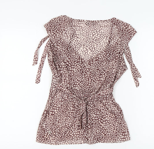 Jasper Conran Women's Brown V-Neck Blouse Size 12