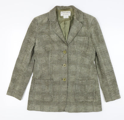 Jaeger Women's Grey Check Single-Breasted Jacket Size 10