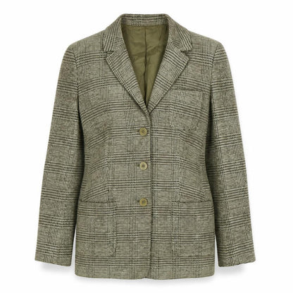 Jaeger Women's Grey Check Single-Breasted Jacket Size 10