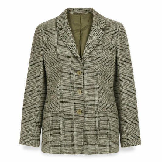 Jaeger Women's Grey Check Single-Breasted Jacket Size 10