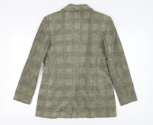 Jaeger Women's Grey Check Single-Breasted Jacket Size 10