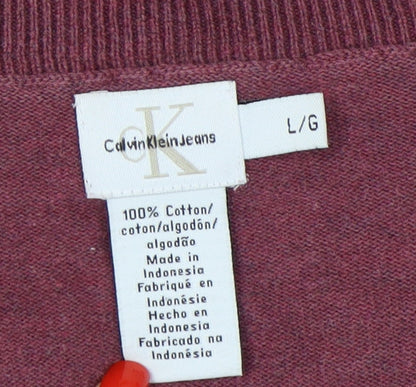 Calvin Klein Jeans Women's Purple V-Neck Pullover L
