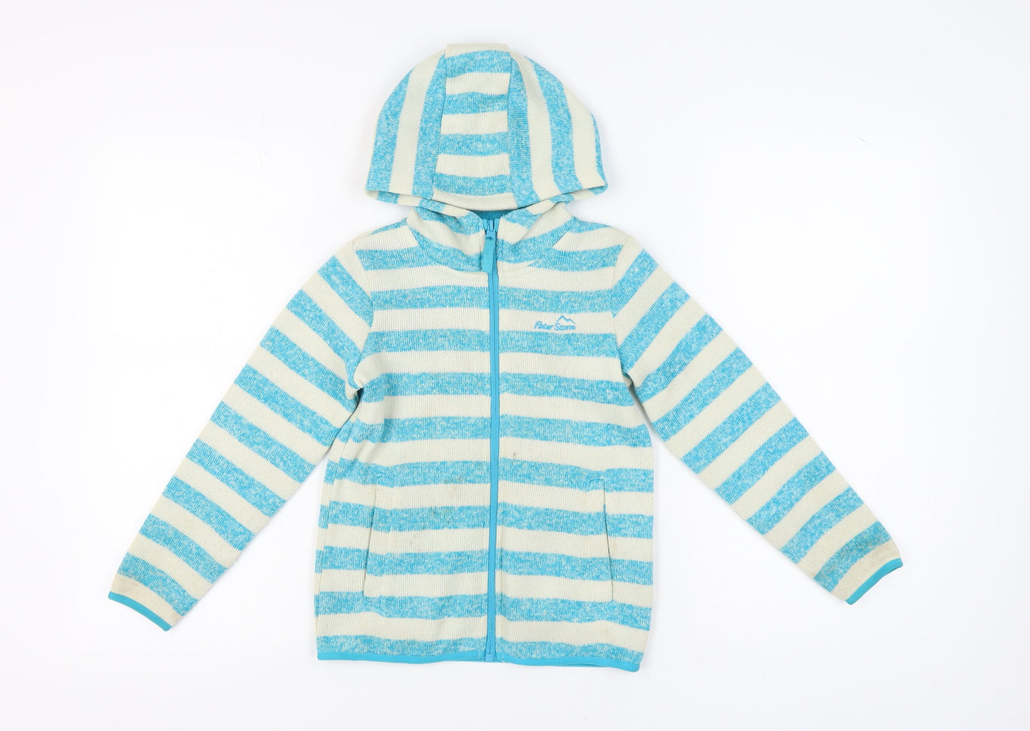 Peter Storm Girls Blue Striped Hoodie 7-8 Years