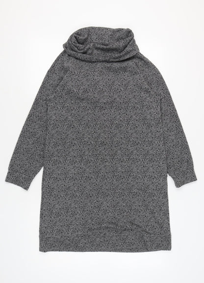 White Stuff Women Grey Long Sleeve Knit Cowl Neck Dress