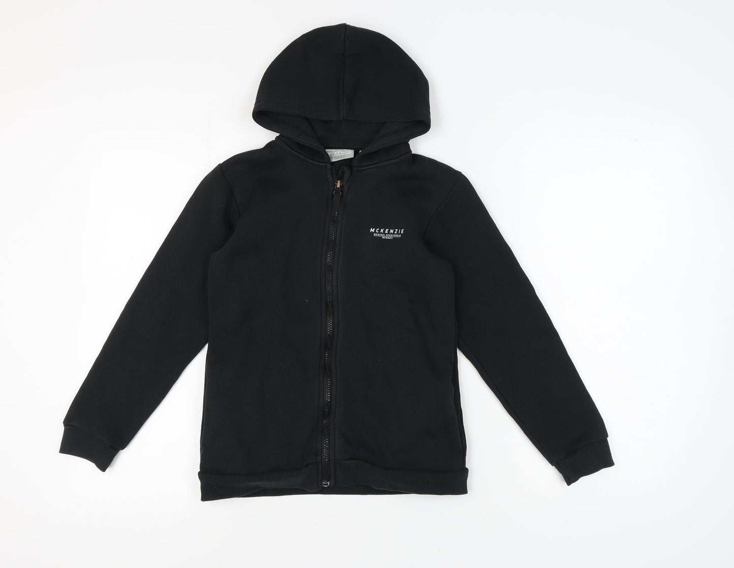 McKenzie Boys Black Full Zip Hoodie 12-13 Years, Hooded, Logo