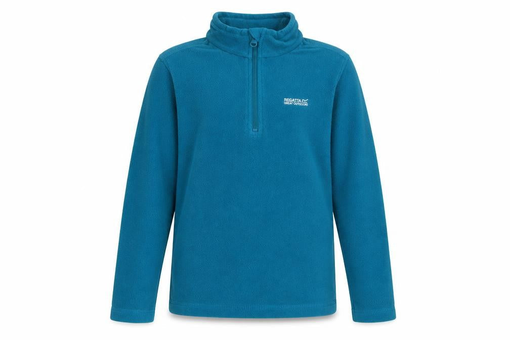Front view of Regatta unisex kids blue fleece pullover sweatshirt 11-12y