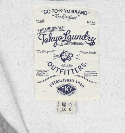 Tokyo Laundry Women's Grey Full Zip Hoodie, S, Logo Accent
