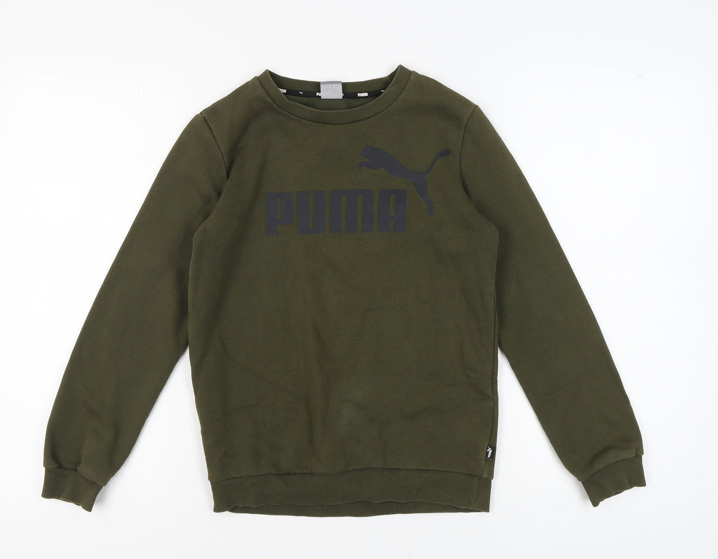 Puma Boys Green Pullover Sweatshirt Size L Crew Neck