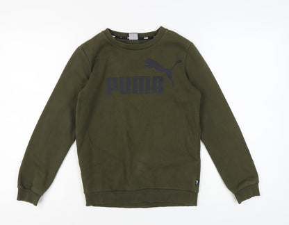 Puma Boys Green Pullover Sweatshirt Size L Crew Neck