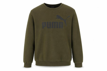 Front view of Puma boys’ green pullover sweatshirt, size L, crew neck