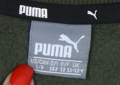 Puma Boys Green Pullover Sweatshirt Size L Crew Neck