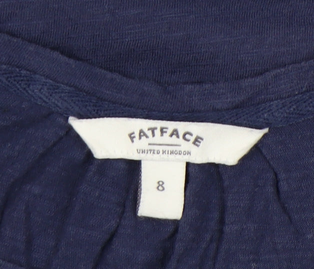 Womens UK Size 8 Fat Face Blue Basic T-Shirt