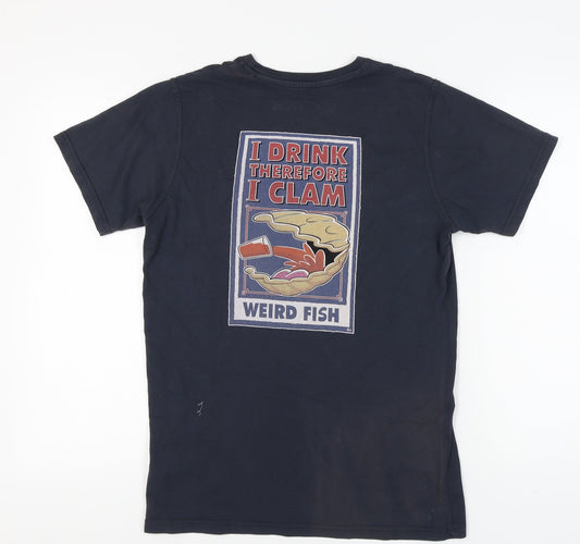 Weird Fish Men's Blue Graphic T-Shirt, Small, Funny