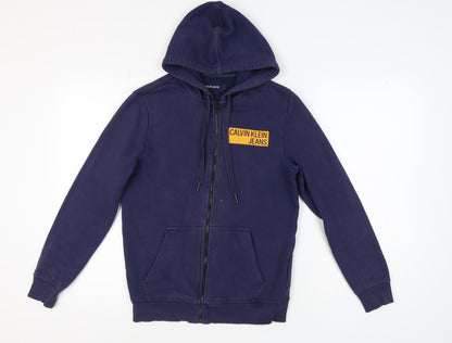 Mens UK Size S Calvin Klein Blue Full Zip Hoodie