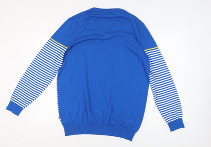 Lyle & Scott Men's Blue Striped Pullover Jumper 2XL