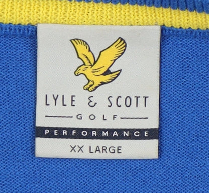Lyle & Scott Men's Blue Striped Pullover Jumper 2XL