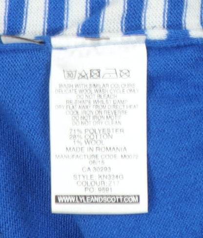 Lyle & Scott Men's Blue Striped Pullover Jumper 2XL