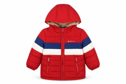 Front view of Ben Sherman Red Puffer Jacket for unisex toddlers, 12 months