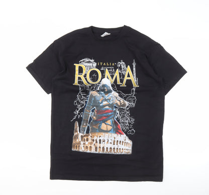 Mens UK Size M Fruit of the Loom Black  T-Shirt