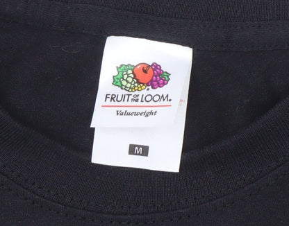 Mens UK Size M Fruit of the Loom Black  T-Shirt