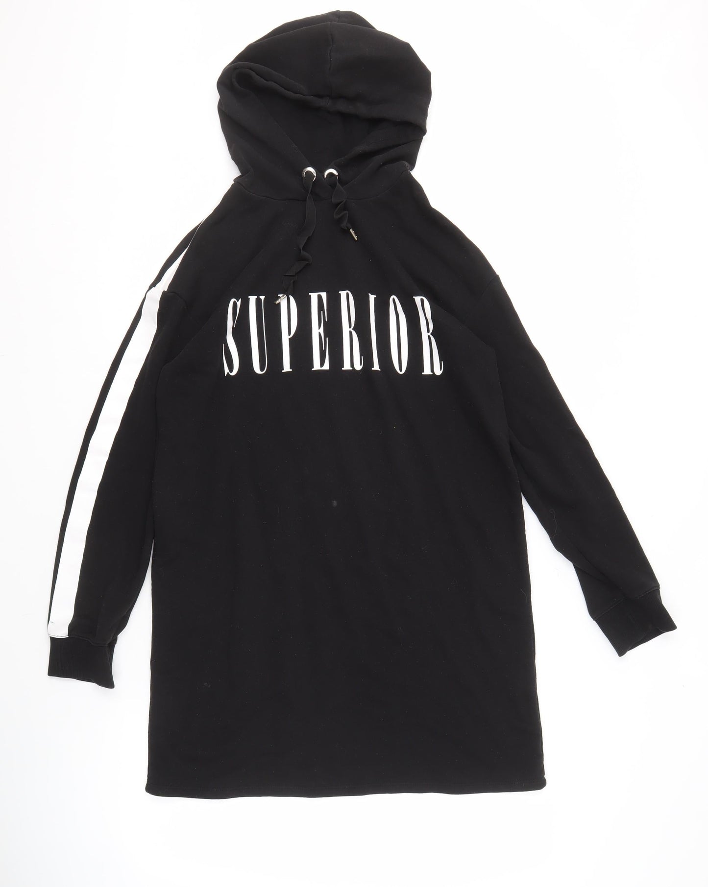 H&M Women's Black Hoodie with Logo, Size 8