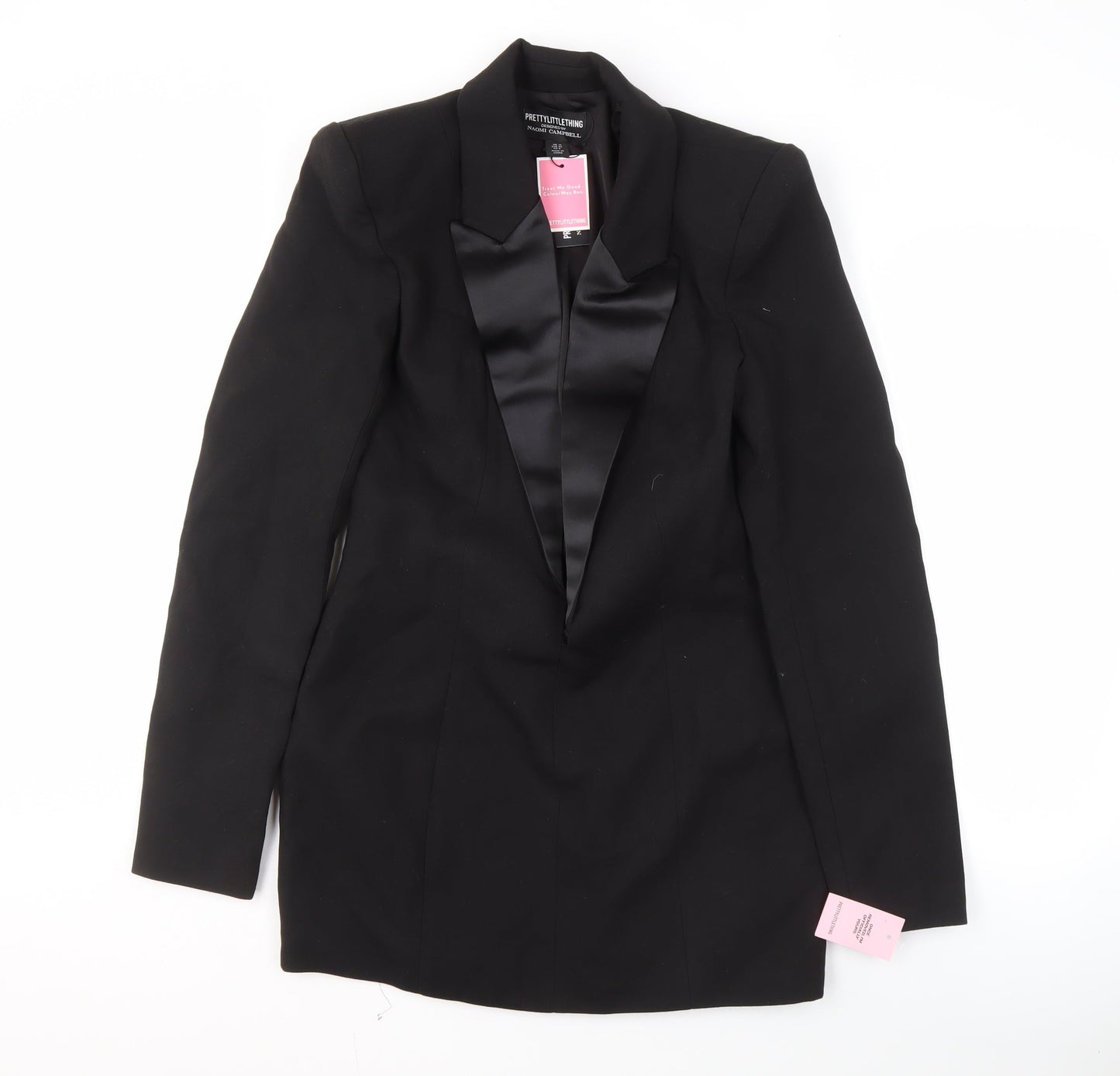 PrettyLittleThing Women's Black Tuxedo Blazer, Size 12