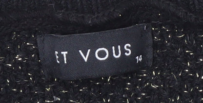 Et Vous Women's Black Cardigan, Size 14, Button Accent