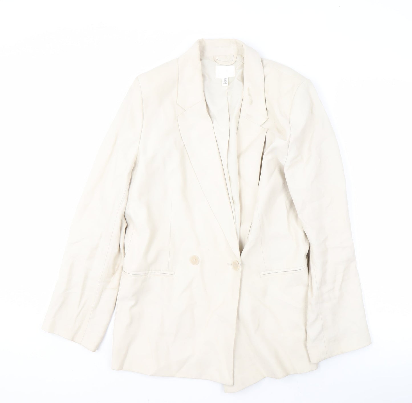 H&M Women's White Blazer, Size S, Double-Breasted