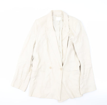 H&M Women's White Blazer, Size S, Double-Breasted