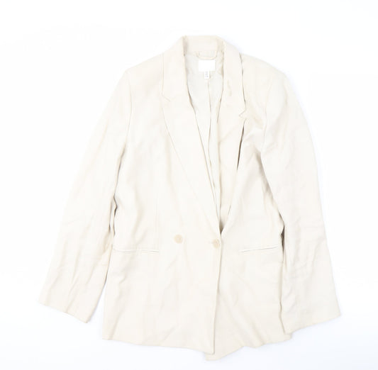 H&M Women's White Blazer, Size S, Double-Breasted