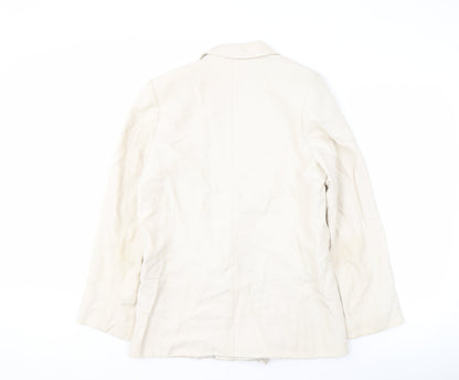 H&M Women's White Blazer, Size S, Double-Breasted