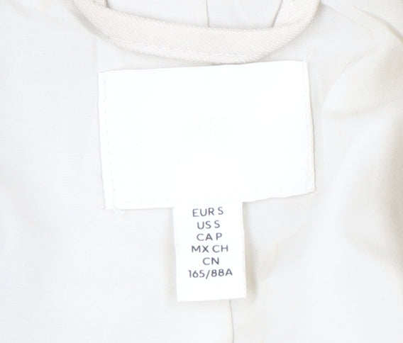 H&M Women's White Blazer, Size S, Double-Breasted
