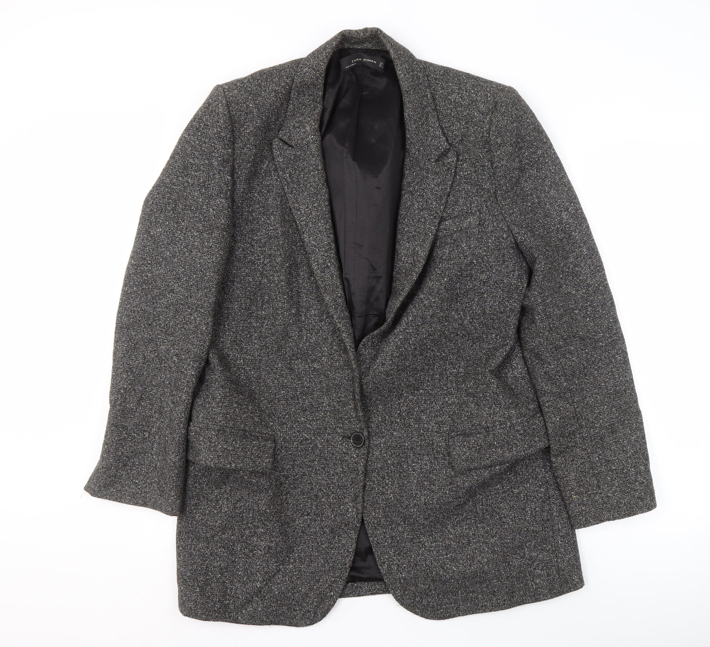 Zara Women's Grey Blazer Lined Work Jacket L