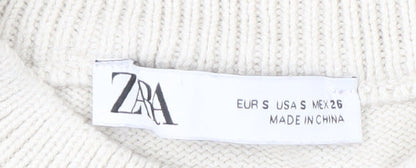Womens UK Size S Zara White Pullover Jumper