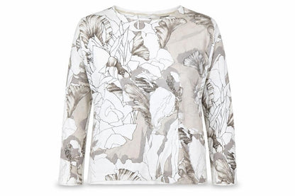 Next Women's Grey Floral Cotton Pullover Jumper UK 14