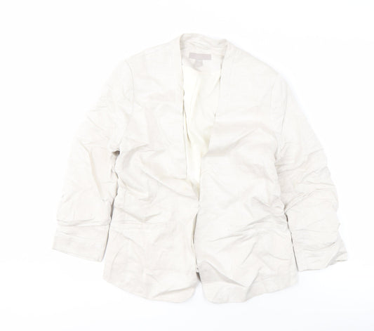 H&M Women's Ivory Suit Jacket Size 12 Linen Blend