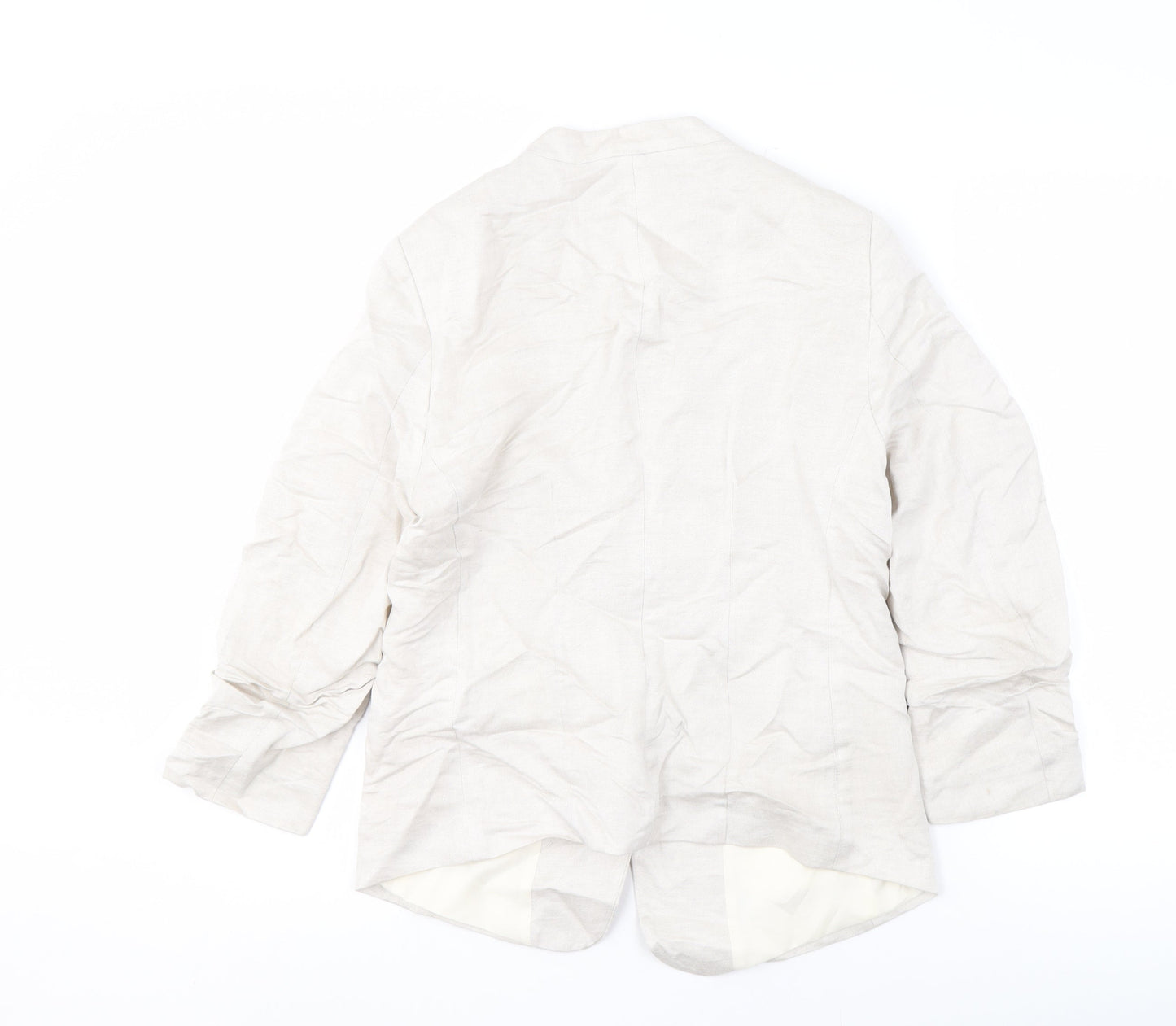 H&M Women's Ivory Suit Jacket Size 12 Linen Blend