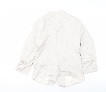 H&M Women's Ivory Suit Jacket Size 12 Linen Blend