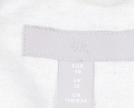 H&M Women's Ivory Suit Jacket Size 12 Linen Blend