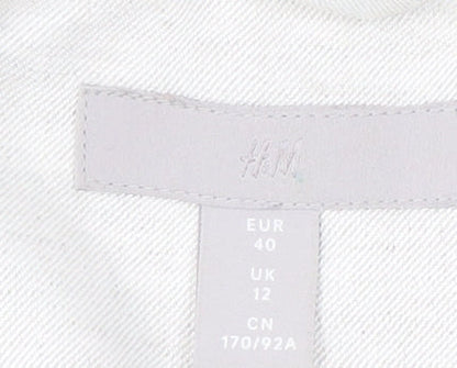 H&M Women's Ivory Suit Jacket Size 12 Linen Blend