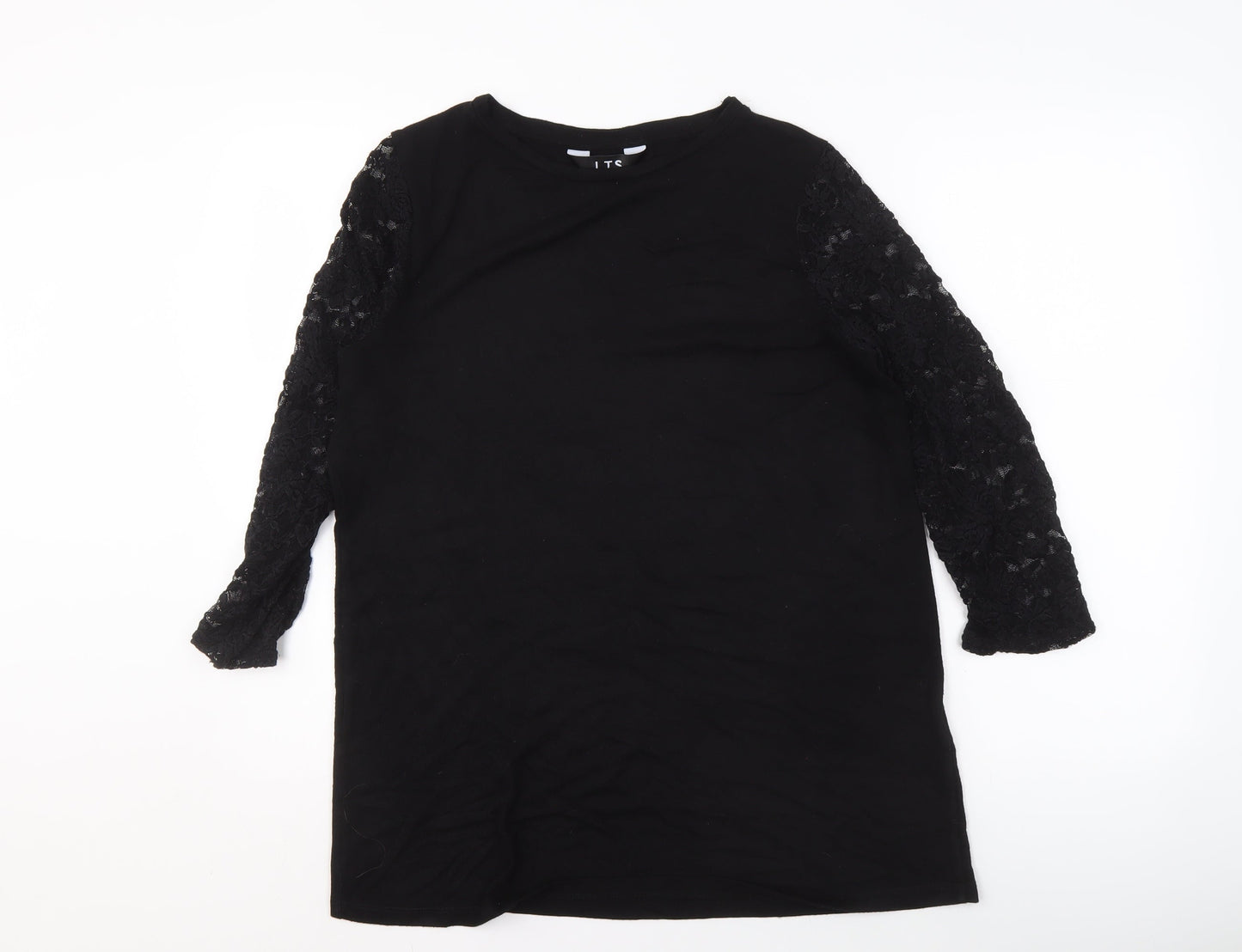 Womens UK Size 14 LTS Black Tunic Blouse