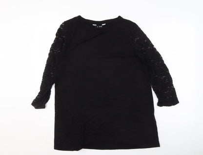 Womens UK Size 14 LTS Black Tunic Blouse