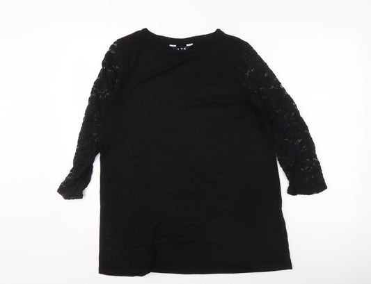 Womens UK Size 14 LTS Black Tunic Blouse