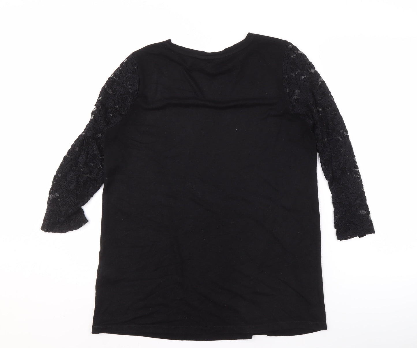 Womens UK Size 14 LTS Black Tunic Blouse