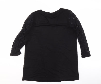 Womens UK Size 14 LTS Black Tunic Blouse