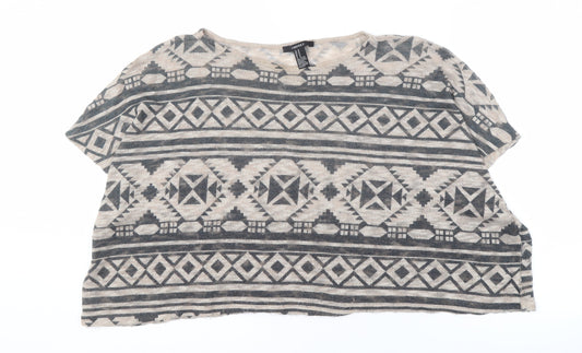 Forever 21 Women's Beige Geometric Pullover Jumper M